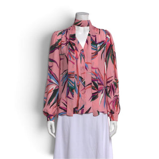 Emilio Pucci Pink multicolor Floral Printed Silk Blouse S sz