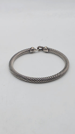 David Yurman 3 mm 18 k Gold Sterling Silver Buckle Classic Cable Bracelet