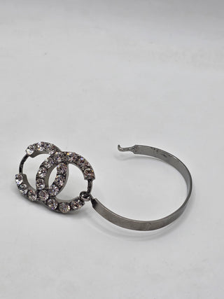 Chanel Silver-tone Strass Interlocking CC Bracelet
