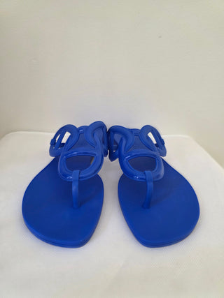 Hermès Blue Egerie Chaîne d'Ancre Insignia Slides 39 sz