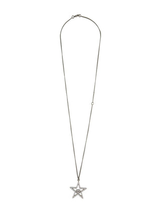 Chanel Silver-tone Strass Interlocking CC Translucent Star Pendant Necklace
