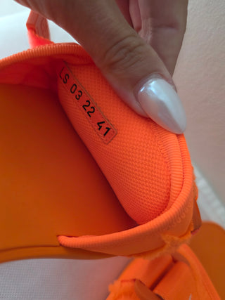 Christian Dior Orange Rubber Grosgrain Trim J'Adior Logo Slides 41 sz