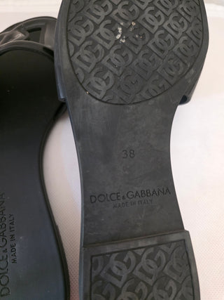 Dolce & Gabbana Black DG logo 
Rubber Slides 38 sz