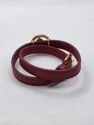 Fendi Red Leather F Is Fendi Double Wrap Bracelet