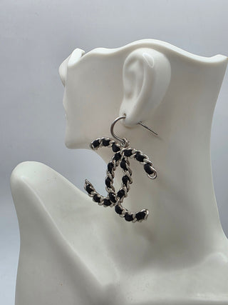 Chanel oversized Woven Interlocking CC Drop Earrings
