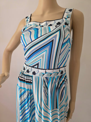 Emilio Pucci Blue Multicolor Printed Mini Summer Dress M sz