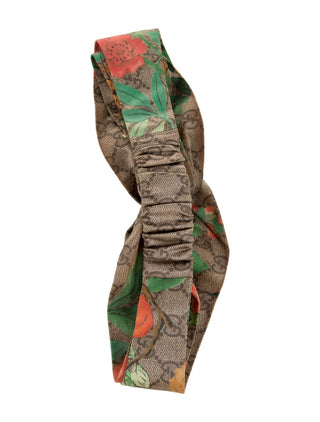 Gucci Brown Hg Flora Patterned Printed Gucci Headband M sz
