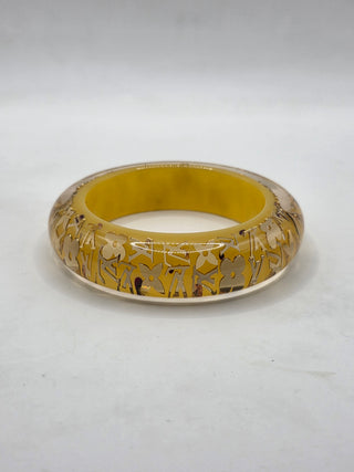 Louis Vuitton Gold-tone Wide lV Charm Inclusion Bangle