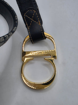 Christian Dior Blue Trotter Logo Canvas CD Belt 80 sz