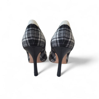 Christian Dior Black Plaid J'Adior Print  Embroidered Pumps 36.5 sz