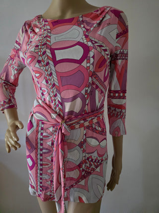 Emilio Pucci Pink Printed Bateau Neckline Tunic S sz