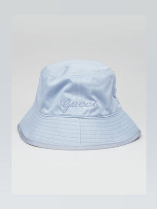 GucciPorcelain Light Blue Cotton Cabris Bucket Hat M sz