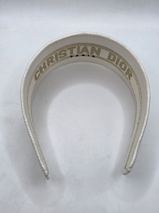 Christian Dior Beige gold Logo patterned canvas wide headband