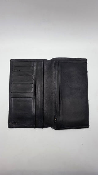 Chanel Black Leather Vintage Interlocking CC Logo Wallet