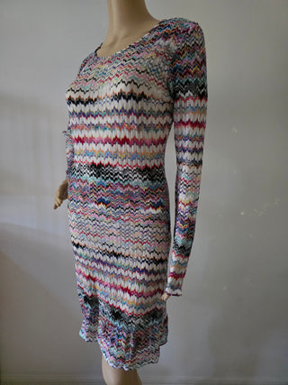 Missoni purple multicolor striped summer dress 10 US sz