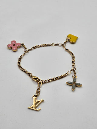 Louis Vuitton Gold-tone Sweet LV Monogram Enamel Charm Bracelet