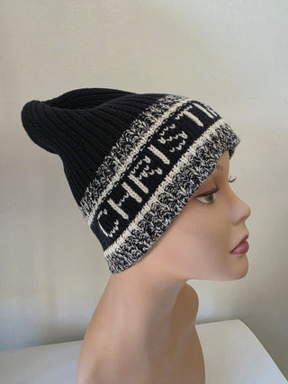 Christian Dior Navy Blue Logo Embroidered wool beanie One sz