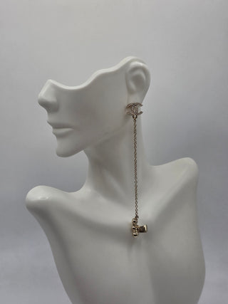 Chanel Gold-tone Strass CC Asymmetrical Ear Cuff Earrings