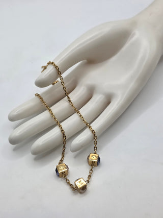 Louis Vuitton Gold-tone Crystal Gamble Station Necklace