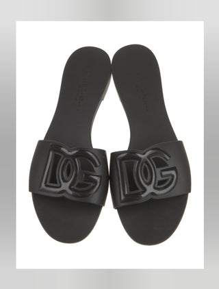 Dolce & Gabbana Black DG logo 
Rubber Slides 39 sz