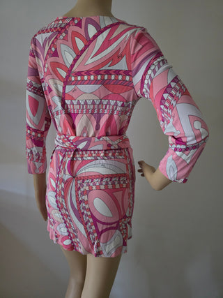 Emilio Pucci Pink Printed Bateau Neckline Tunic S sz
