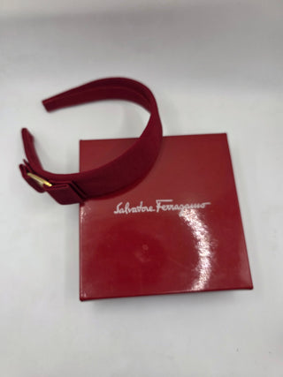 Salvatore Ferragamo Red Gold-tone logo bow headband