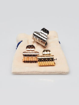 Louis Vuitton Yellow Gold/Rose Gold/Silver Nanogram Metal Set of 3 Hair Clips