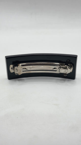 Chanel Black Silver-tone Interlocking CC Charm hair clip