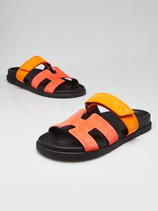 Hermes Sunset Rouge Ecarlate Suede Chypre Sandals 39 sz