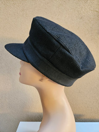 Christian Dior Black Corduroy Logo Printed Newsboy Hat S sz