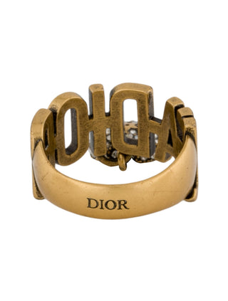 Christian Dior Gold-tone Crystal Heart J'Adior Cocktail Ring 6 sz
