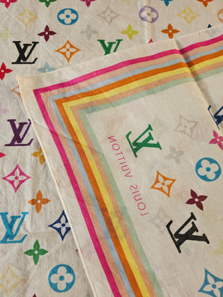 Louis Vuitton White Multicolor LV Monogram Printed Scarf