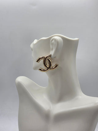 Chanel Gold-tone 2022 Interlocking CC Earrings
