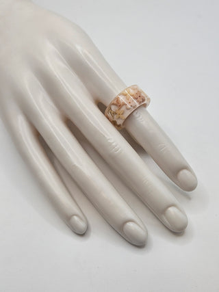 Louis Vuitton Pink Ivory Resin LV Charm Farandole Ring 6 sz