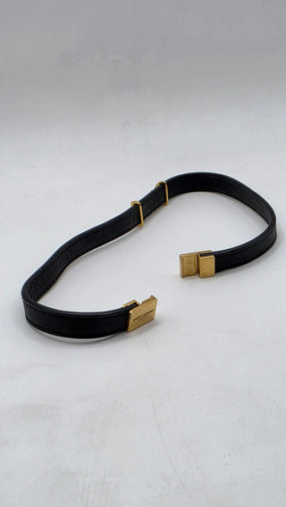 Saint Laurent Gold-tone YSL Logo Leather Choker