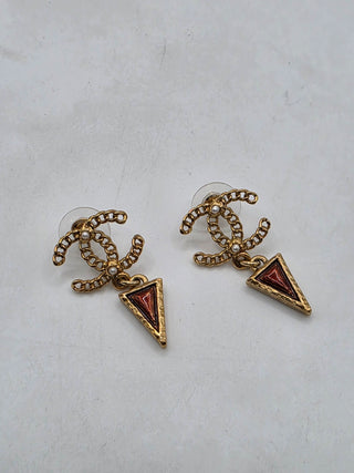 Chanel Faux Pearl Resin Intrecciato Drop Earrings
