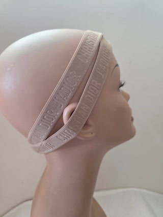 Christian Dior Beige Elastic J'Adior Monogram Headband