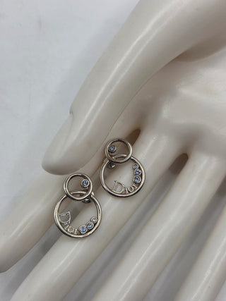 Christian Dior Silver-tone Crystal Drop Earrings