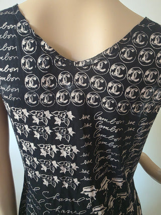 Chanel Black Interlocking CC Logo sleeveless top L sz