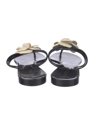 Chanel Black Interlocking CC Logo Jelly Slides 39 sz