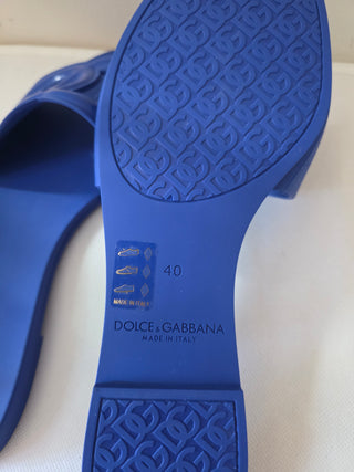Dolce & Gabbana Blue rubber DG logo sandals 40 sz