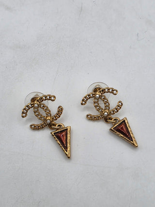 Chanel Faux Pearl Resin Intrecciato Drop Earrings