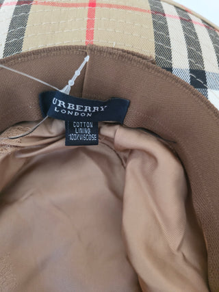 Burberry Brown Multicolor Nova Check Plaid bucket hat S sz