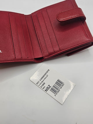 CHANEL Red Caviar Leather CC Compact French Purse Wallet