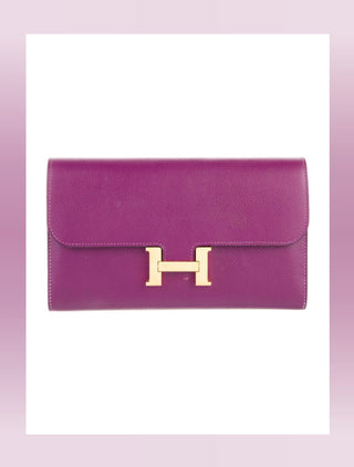 Hermès Purple Leather 2019 Constance Long Wallet