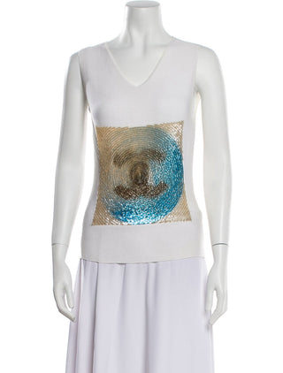 Chanel White Interlocking CC Logo sleeveless top 4 US sz