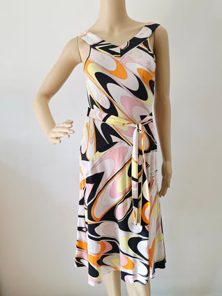 Emilio Pucci Multicolor Printed Midi Length Dress US 8