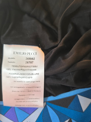 Emilio Pucci Blue Multicolor Signature Print Dress 6 sz