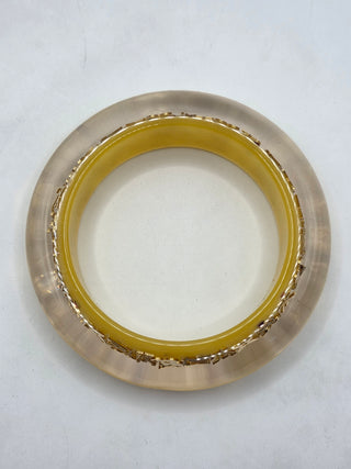 Louis Vuitton Gold-tone Wide lV Charm Inclusion Bangle