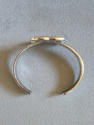 Chanel Silver-tone Interlocking CC Enamel Cuff Bracelet